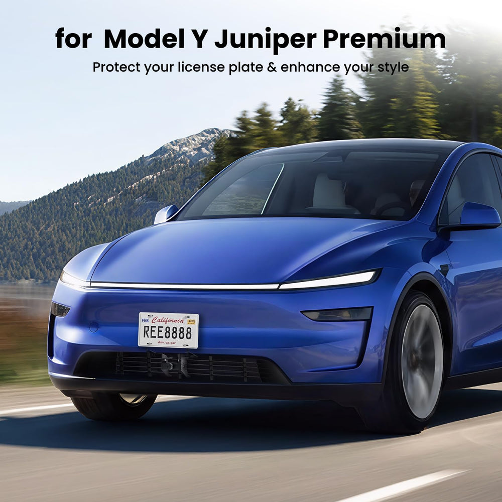 REEVAA frame demonstrates twist-to-lock installation for quick, secure mounting on Model Y Juniper.