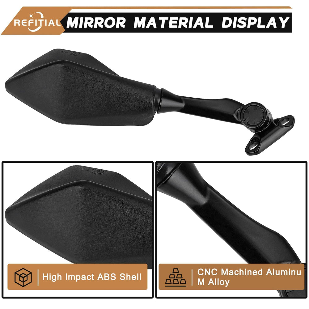 Refitial Ninja convex wide-view mirrors provide broader rear visibility