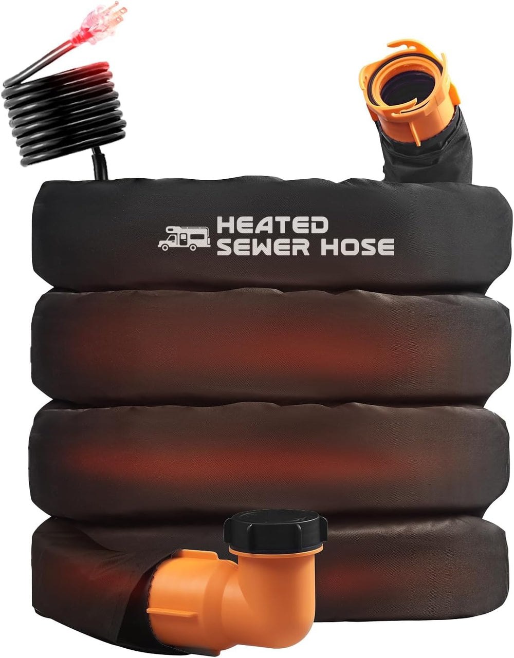 REHOSEUP 20ft heated sewer hose with sleeve keeps lines flexible in cold weather.