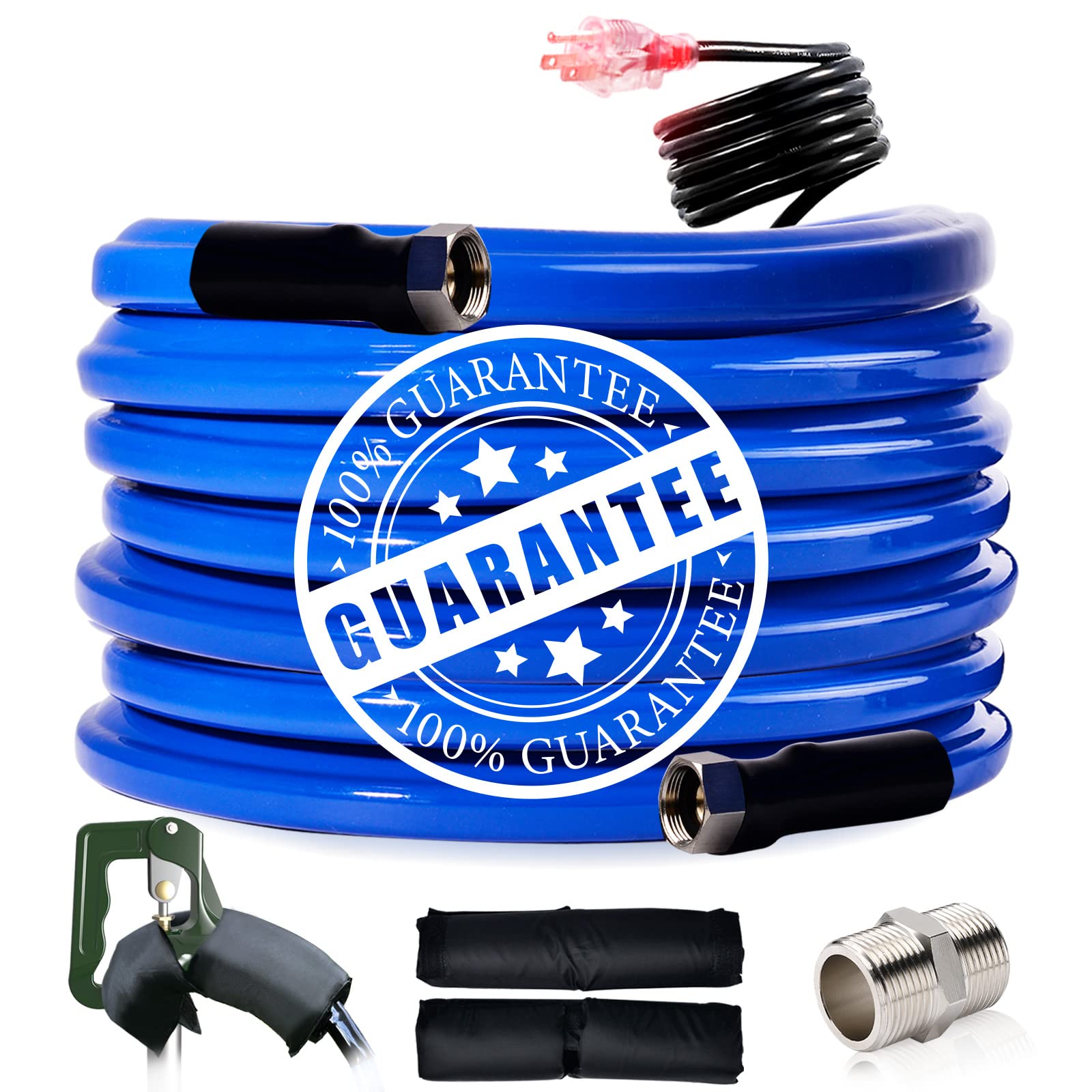 REHOSEUP 75ft heated water hose for RV setup, preventing freezing