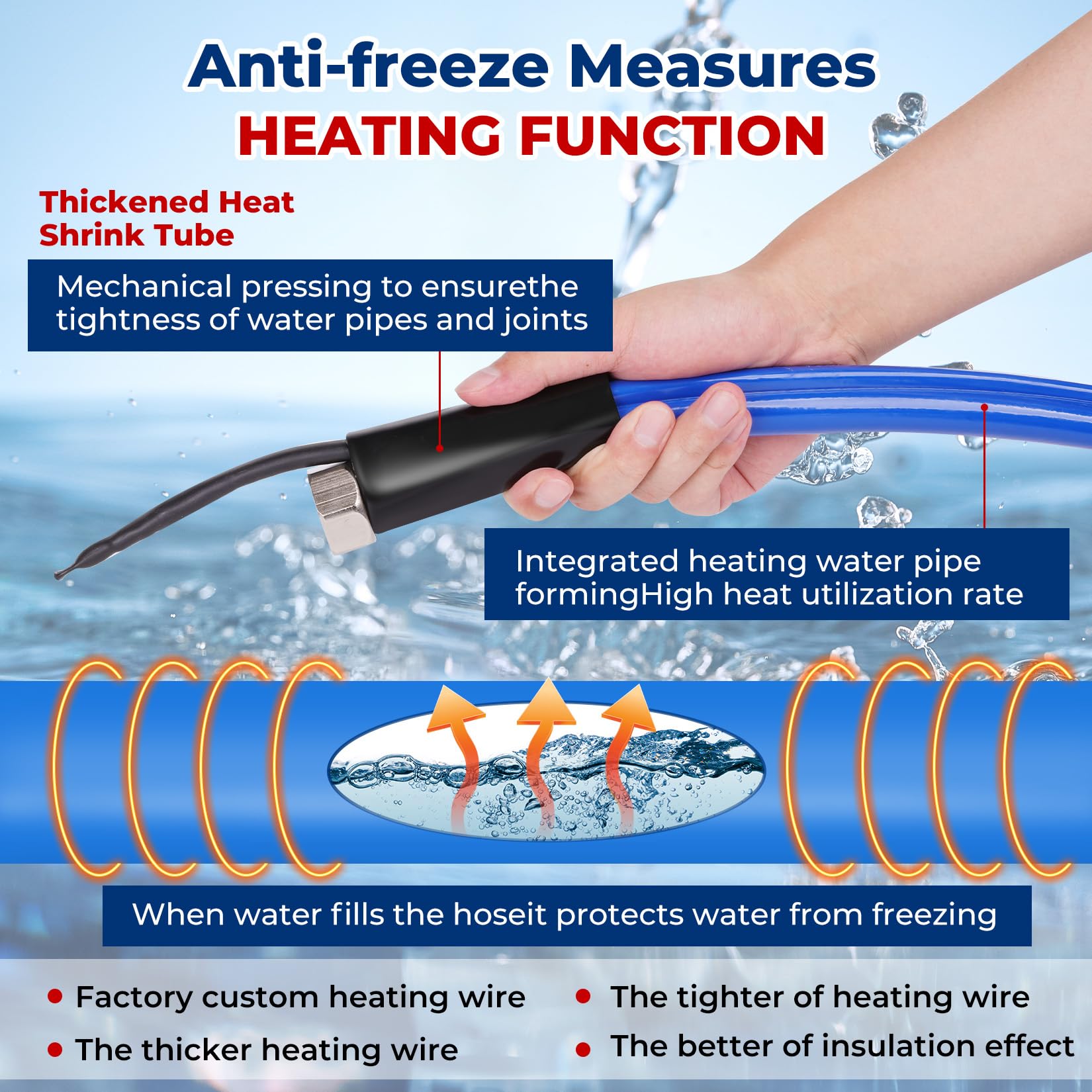 REHOSEUP durable exterior jacket protects the hose from cold damage