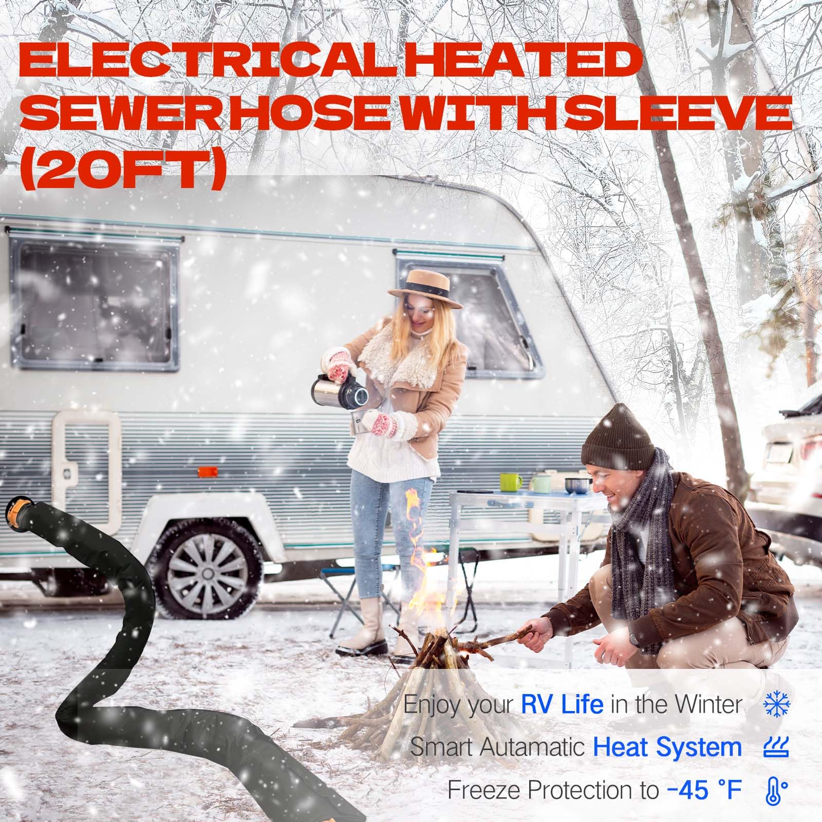 REHOSEUP heated sleeve insulation maintains flow during freezing temperatures on the road.