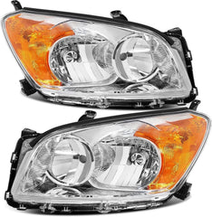 Reinko headlight for Toyota RAV4 with amber chrome passenger side, enhances daytime style.