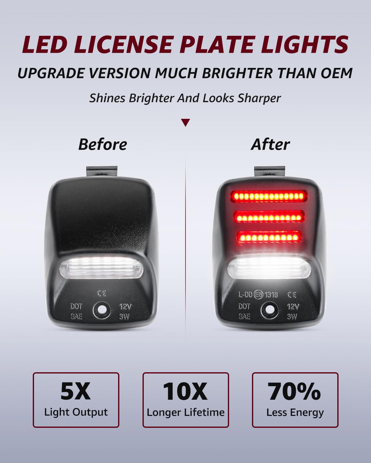 Reinko LED license plate light 6000K white glow for Toyota Tundra