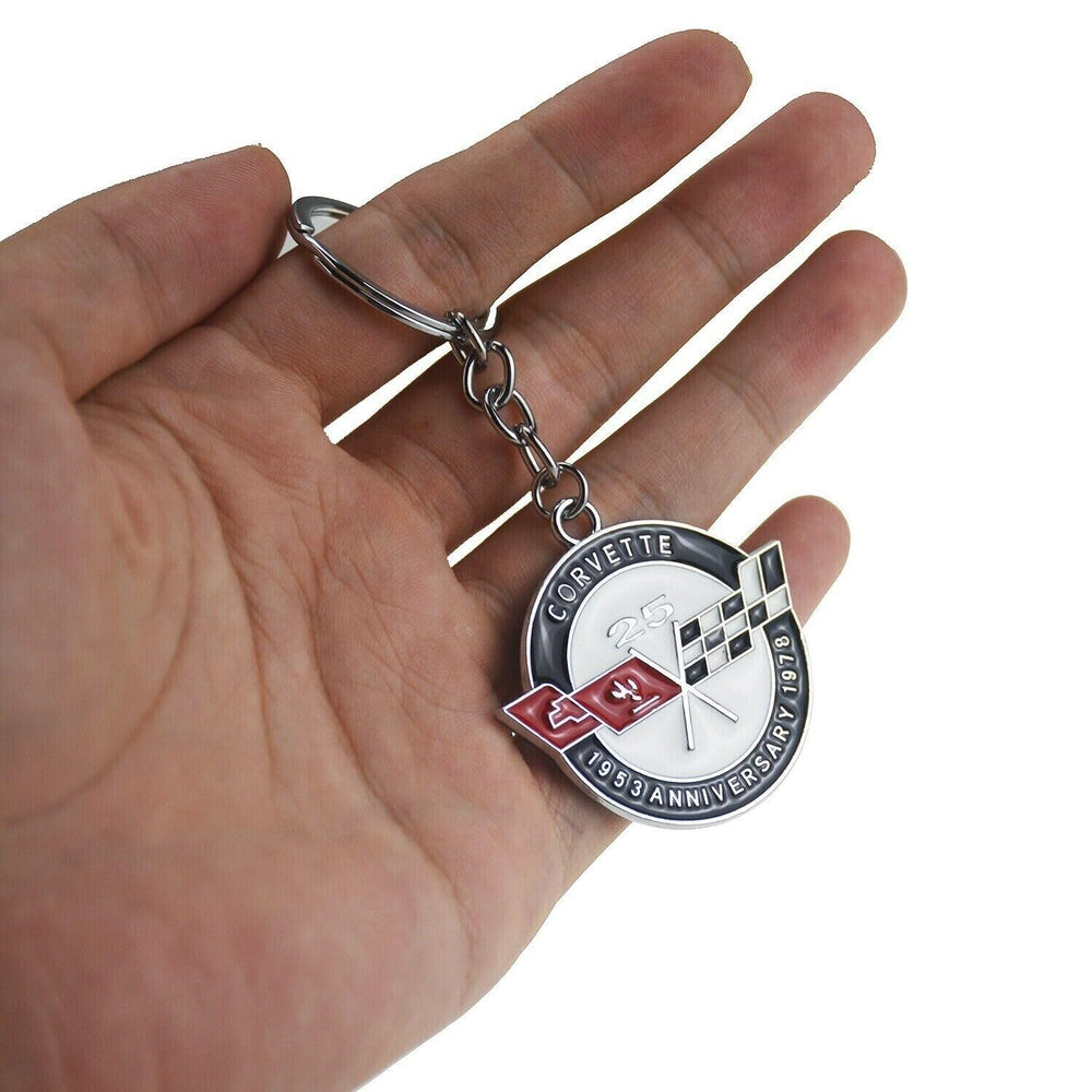 REIXS 25th anniversary keychain close-up, polished metal for durable daily use