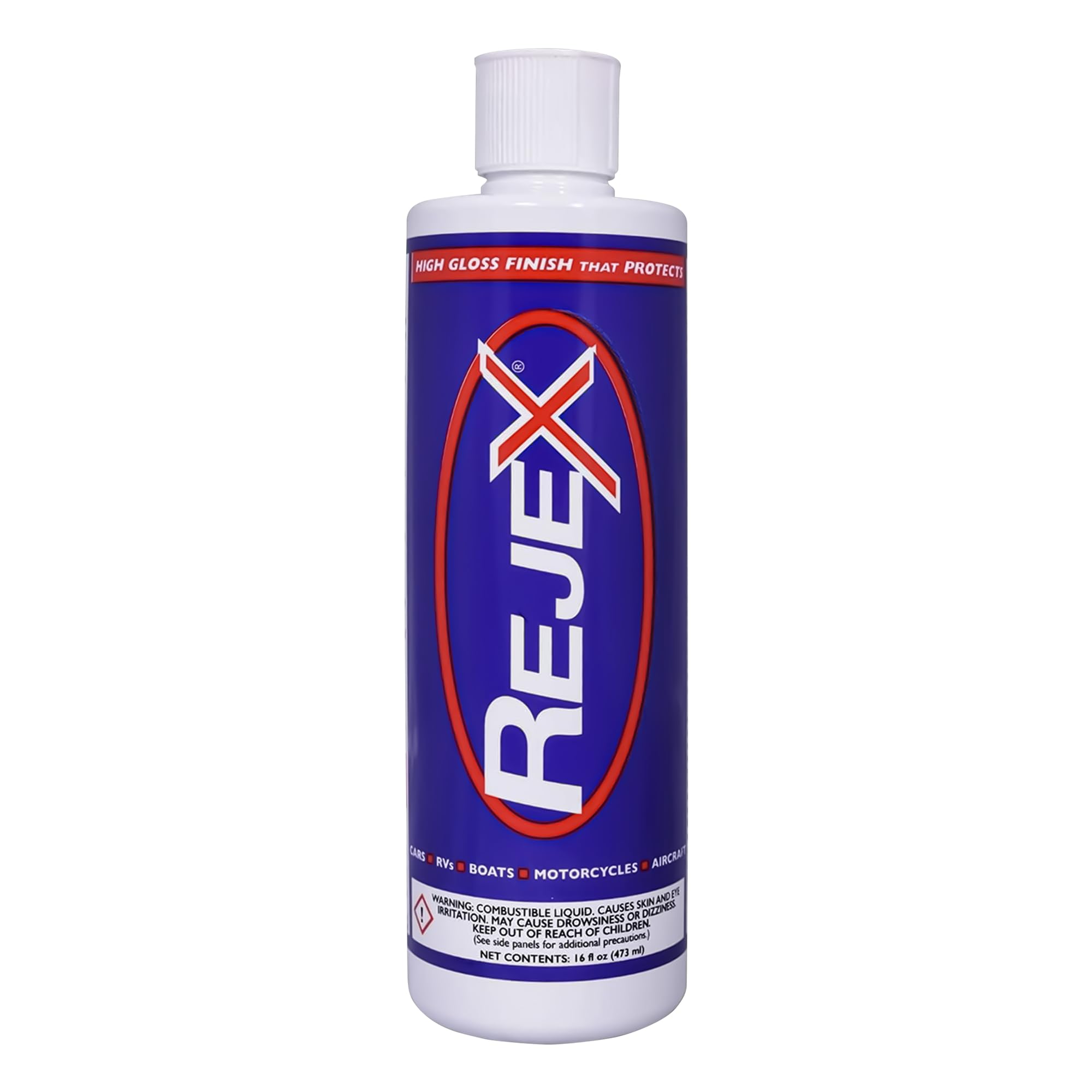 RejeX high gloss bottle 16oz shown for durable shine protection on multiple surfaces