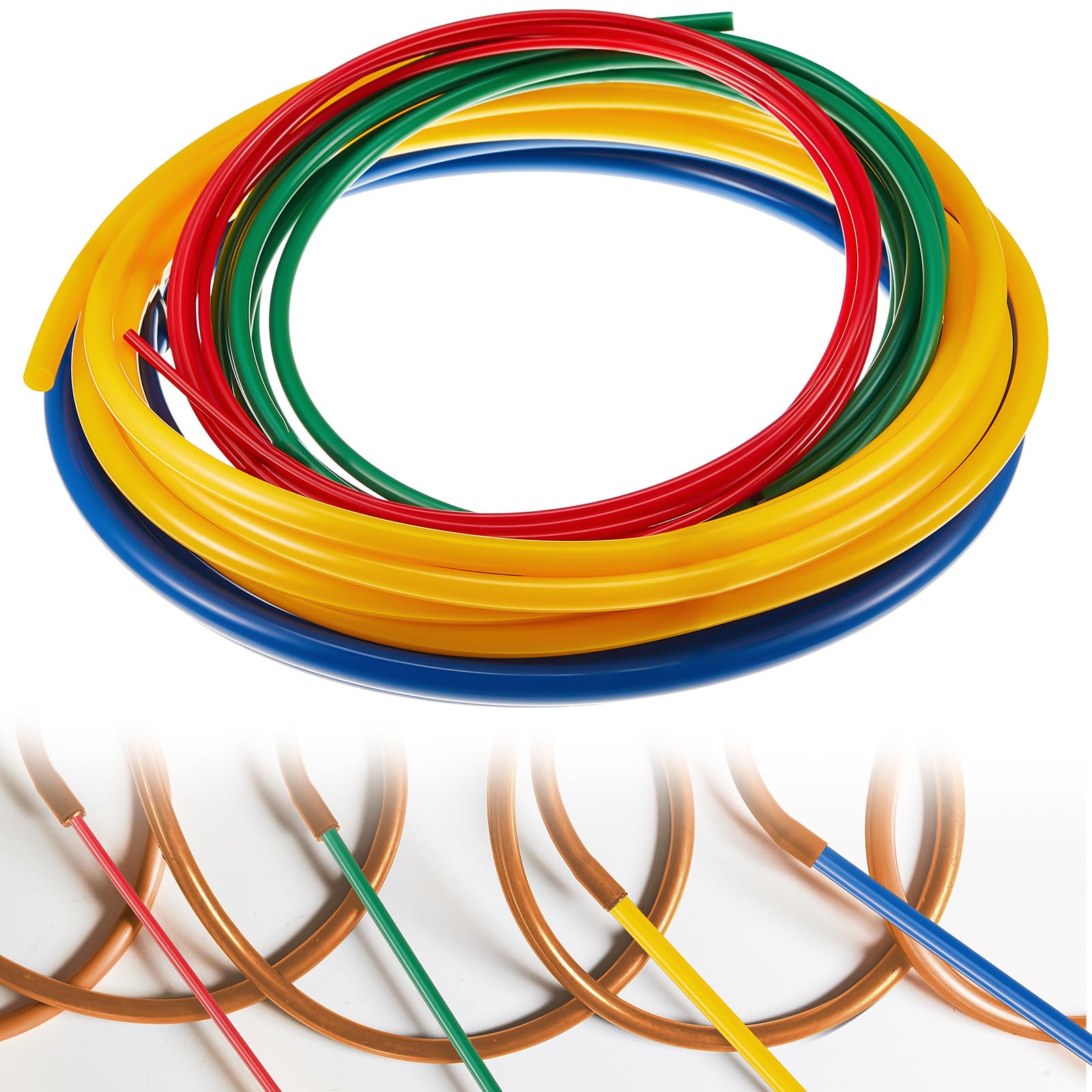 Relaxweex copper tubing kit in four sizes for flexible HVAC bends.