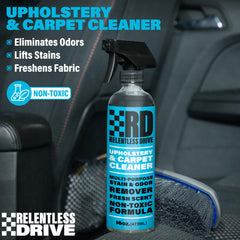 Relentless Drive car-seat cleaner lifts fabric stains to refresh upholstery.