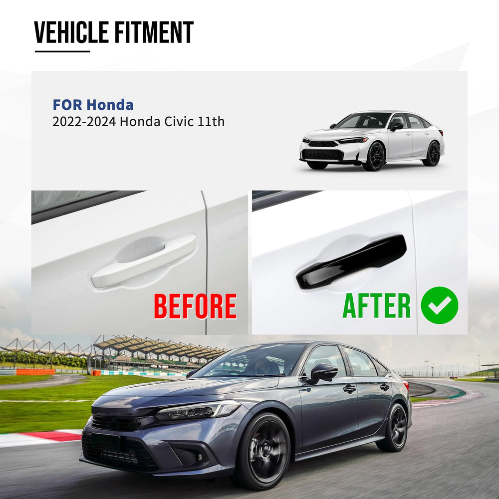 Reltvo front handle cover for Accord, glossy black upgrade enhances exterior