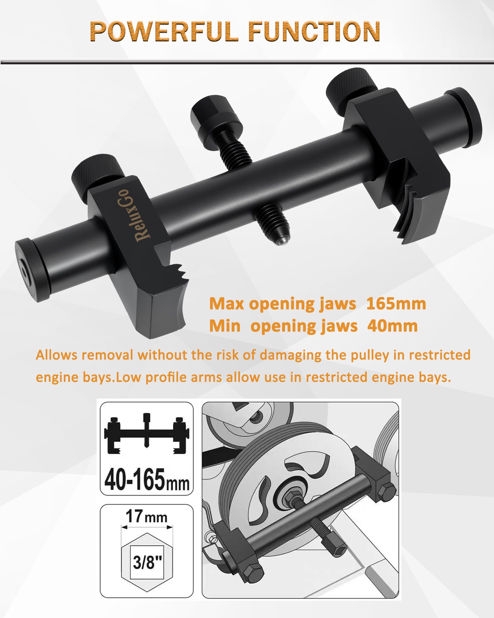 ReluxGo AC pulley ribbed puller used for A/C compressor pulley removal
