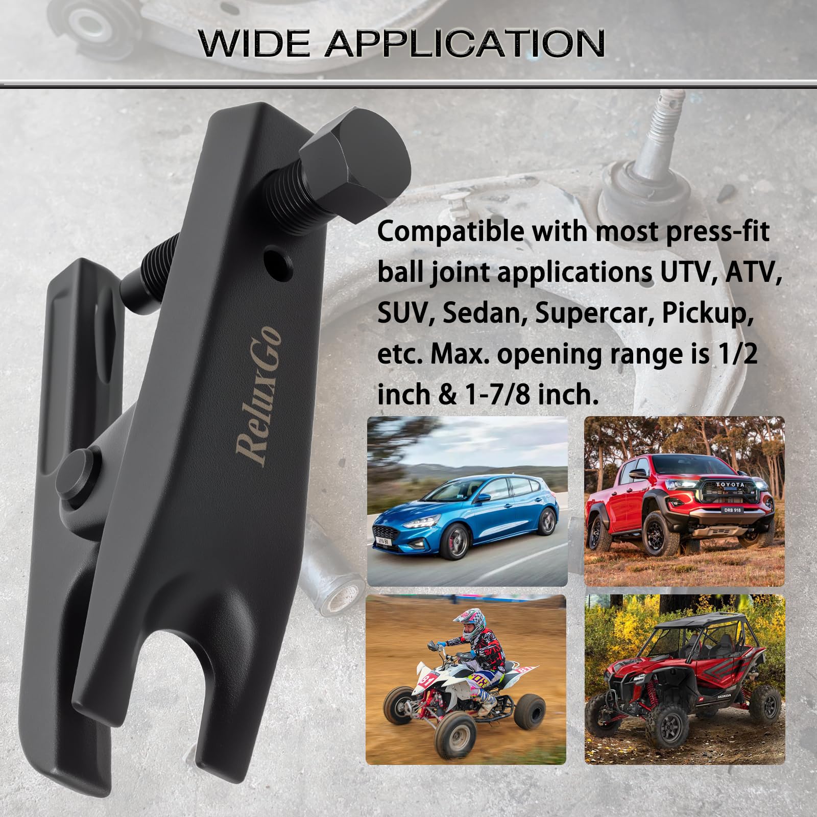 ReluxGo ball joint separator with 2-stage height adjustment for precise separation