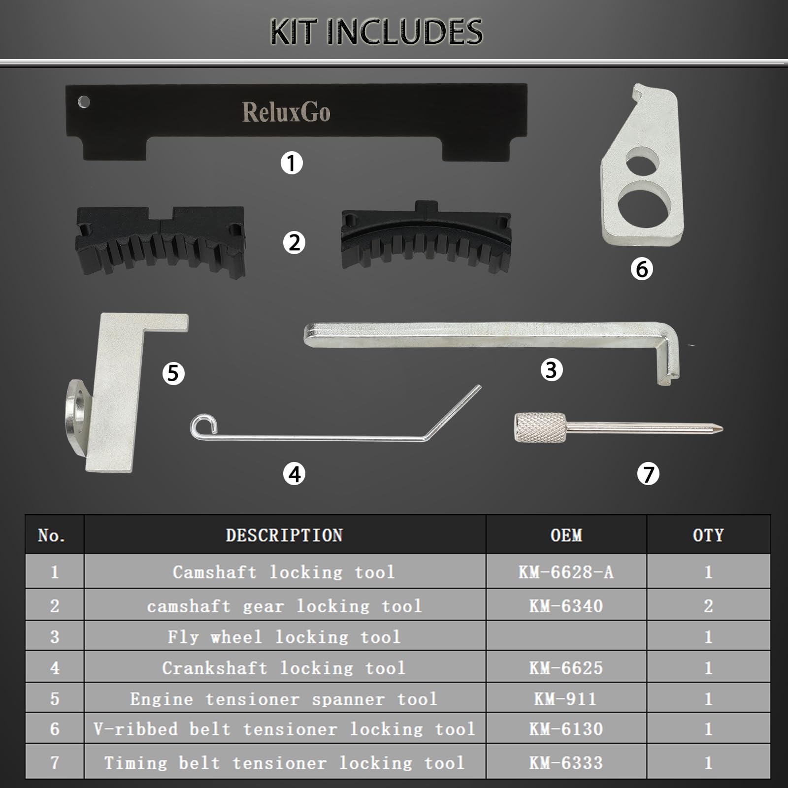 ReluxGo flywheel locking tool stabilizes the engine during belt work