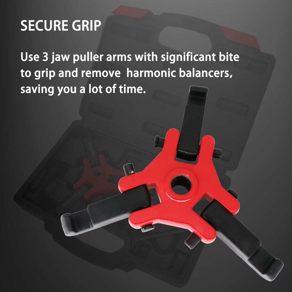 ReluxGo Harmonic Balancer Puller in-engine use shows easy access.