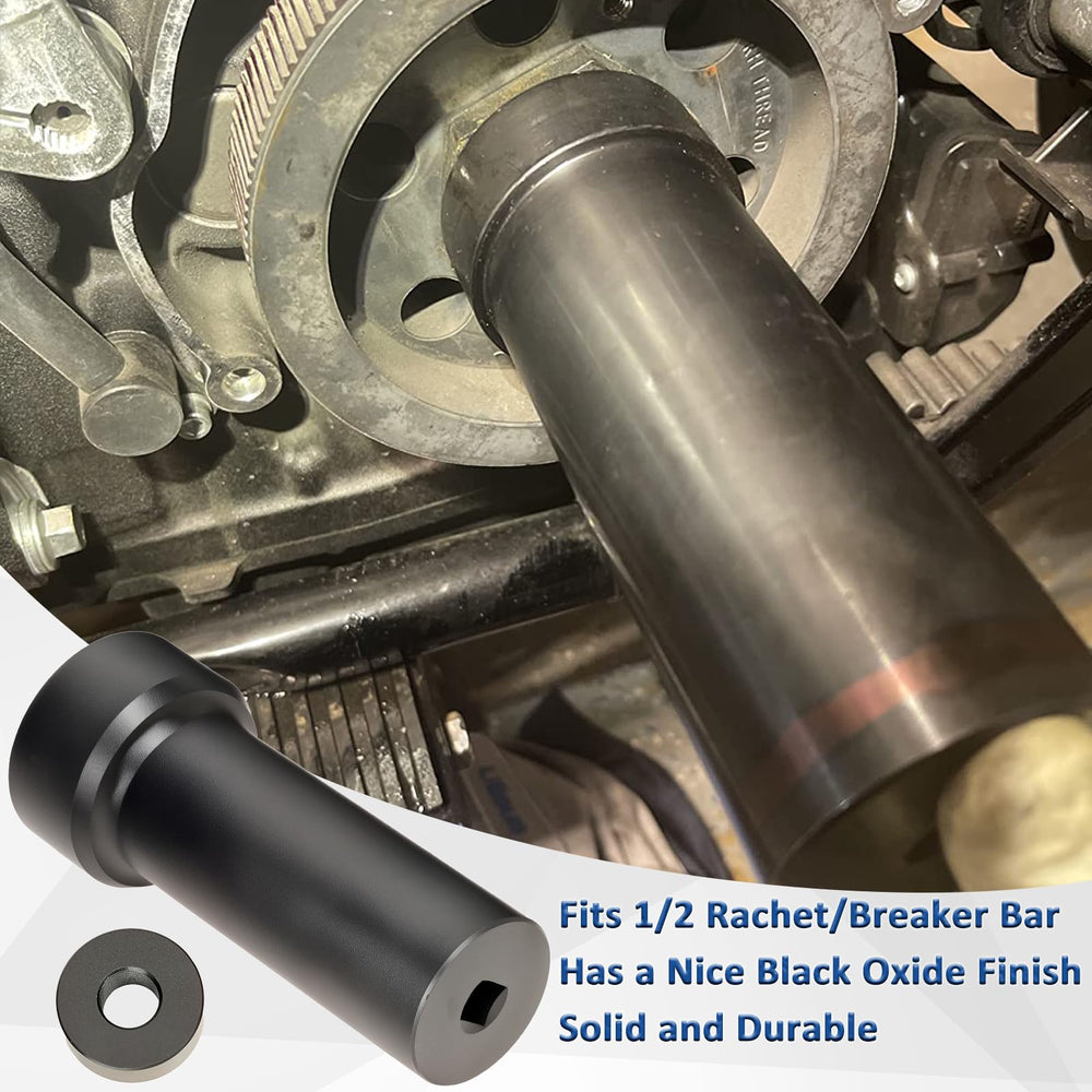 ReluxGo socket tool shown with handle for easier use during pulley work.