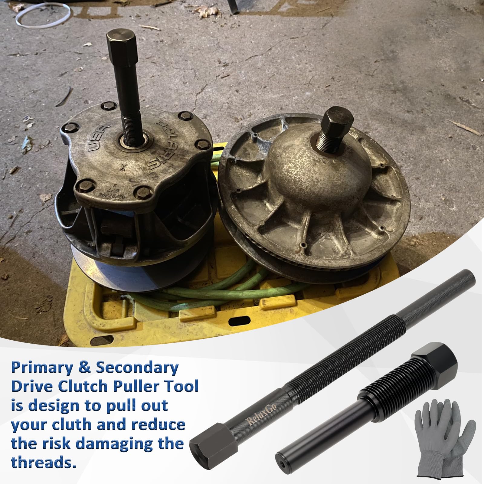 ReluxGo tool packaging contents including primary and secondary pullers and gloves