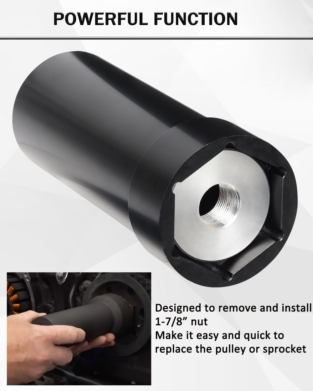 ReluxGo threaded bushing assists smooth removal and installation of large transmission locknuts.