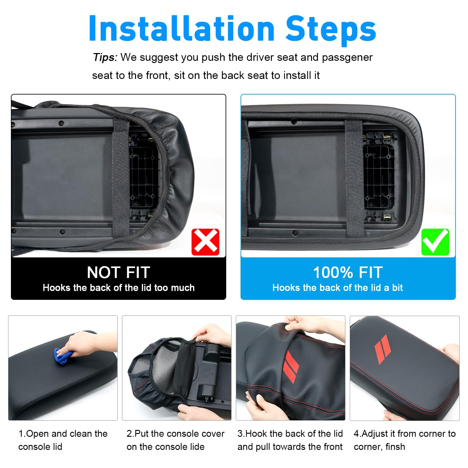 REMOCH easy-install console cover stays secure with under-lid elastic band