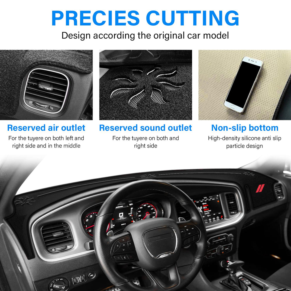 REMOCH dash cover with non-slip back securing the dashboard.