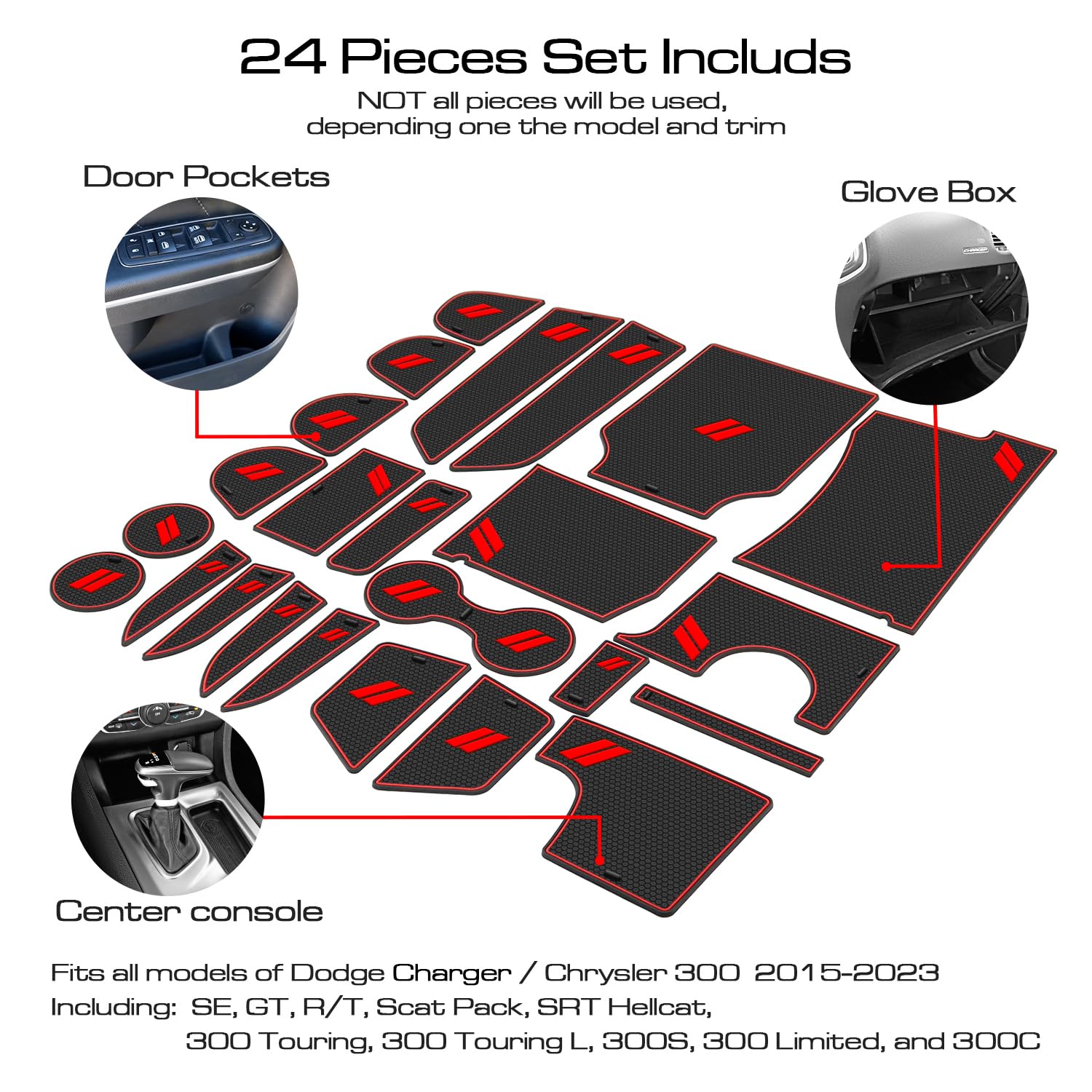 REMOCH red trim shifter liner guards surfaces and reduces movement while driving