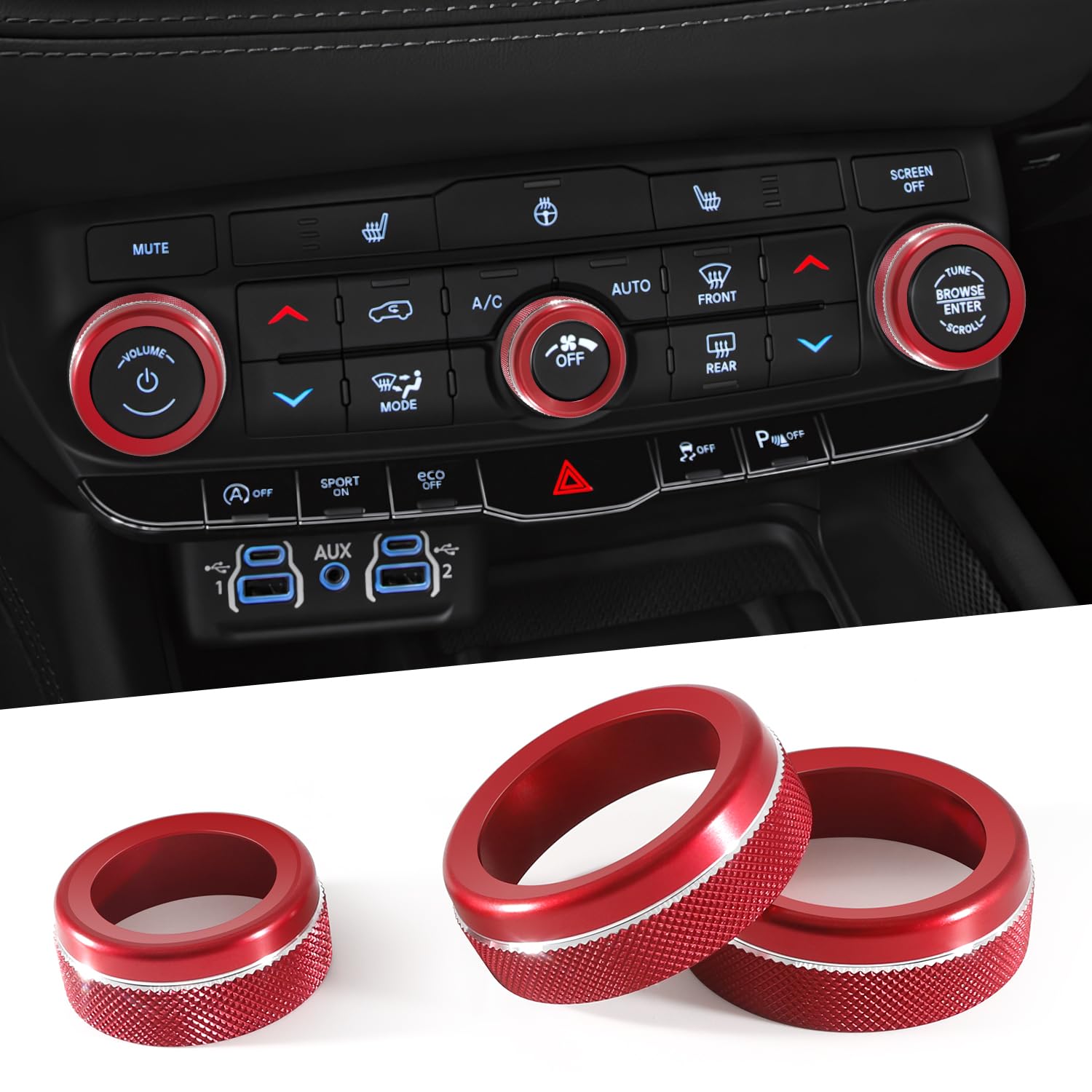 REMOCH red metallic knob cover for Durango adds premium protection and style.