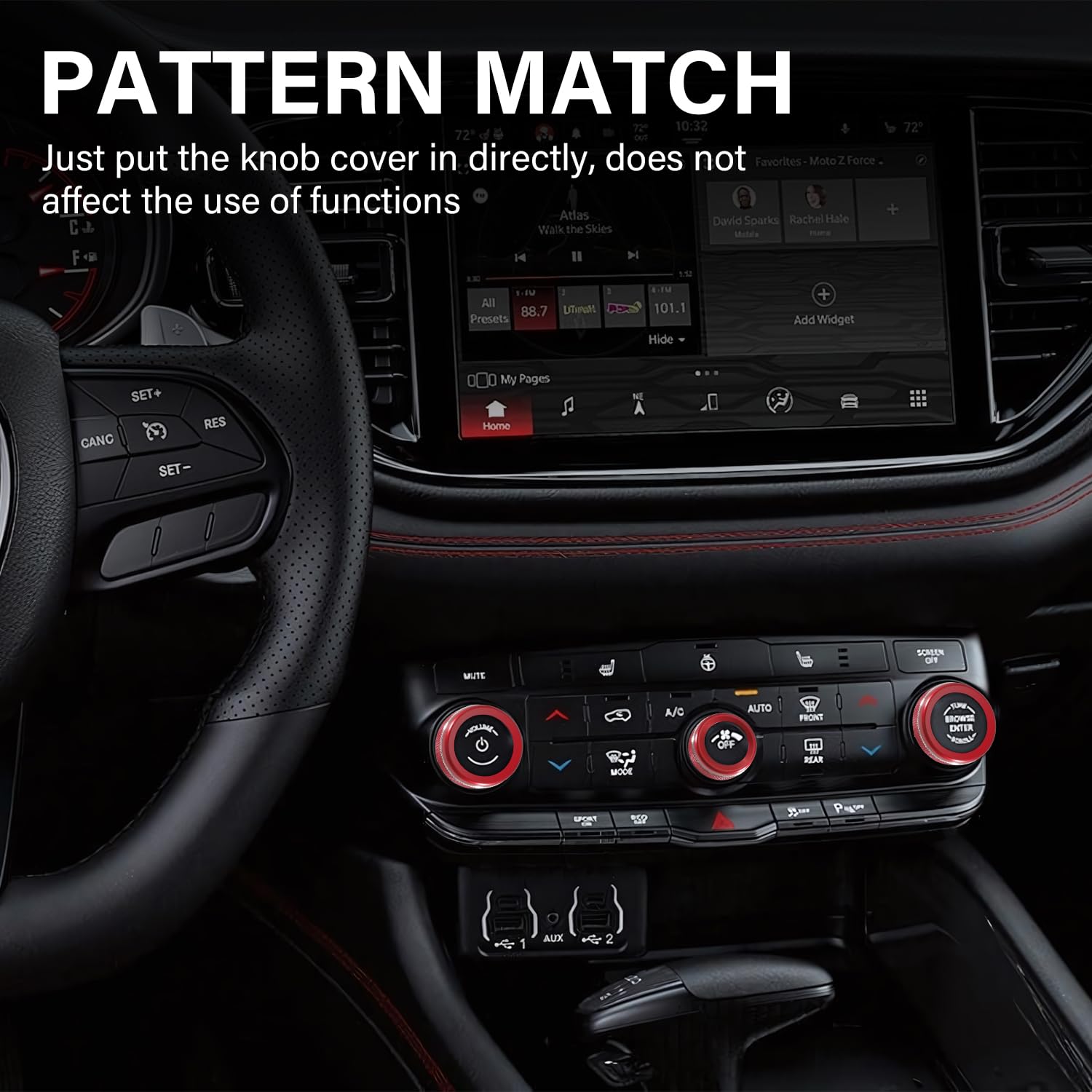 REMOCH red metal trim for Durango knob cover guards against scratches.