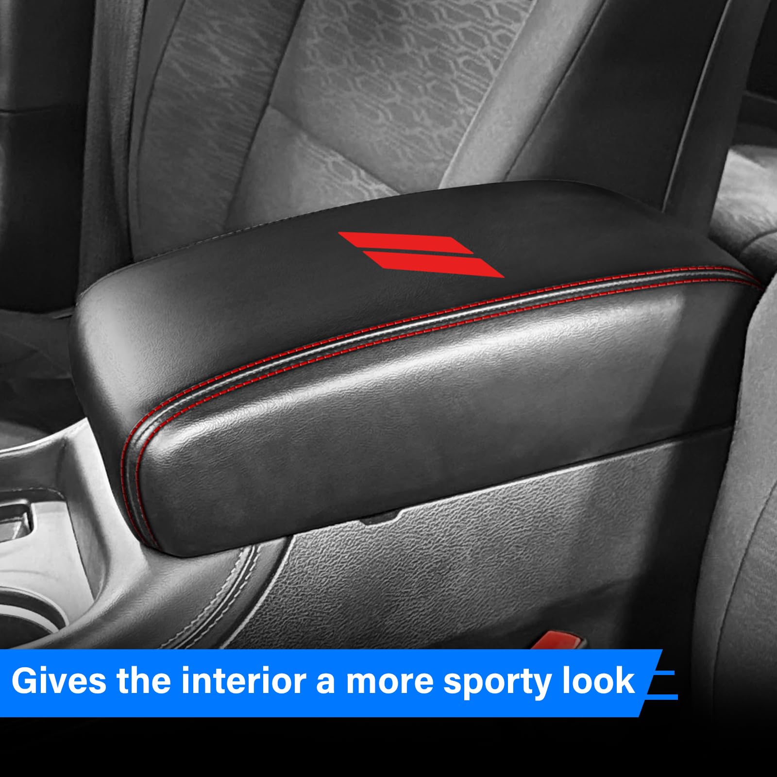 REMOCH center console cover features colorful double-stripe print for a personalized look.