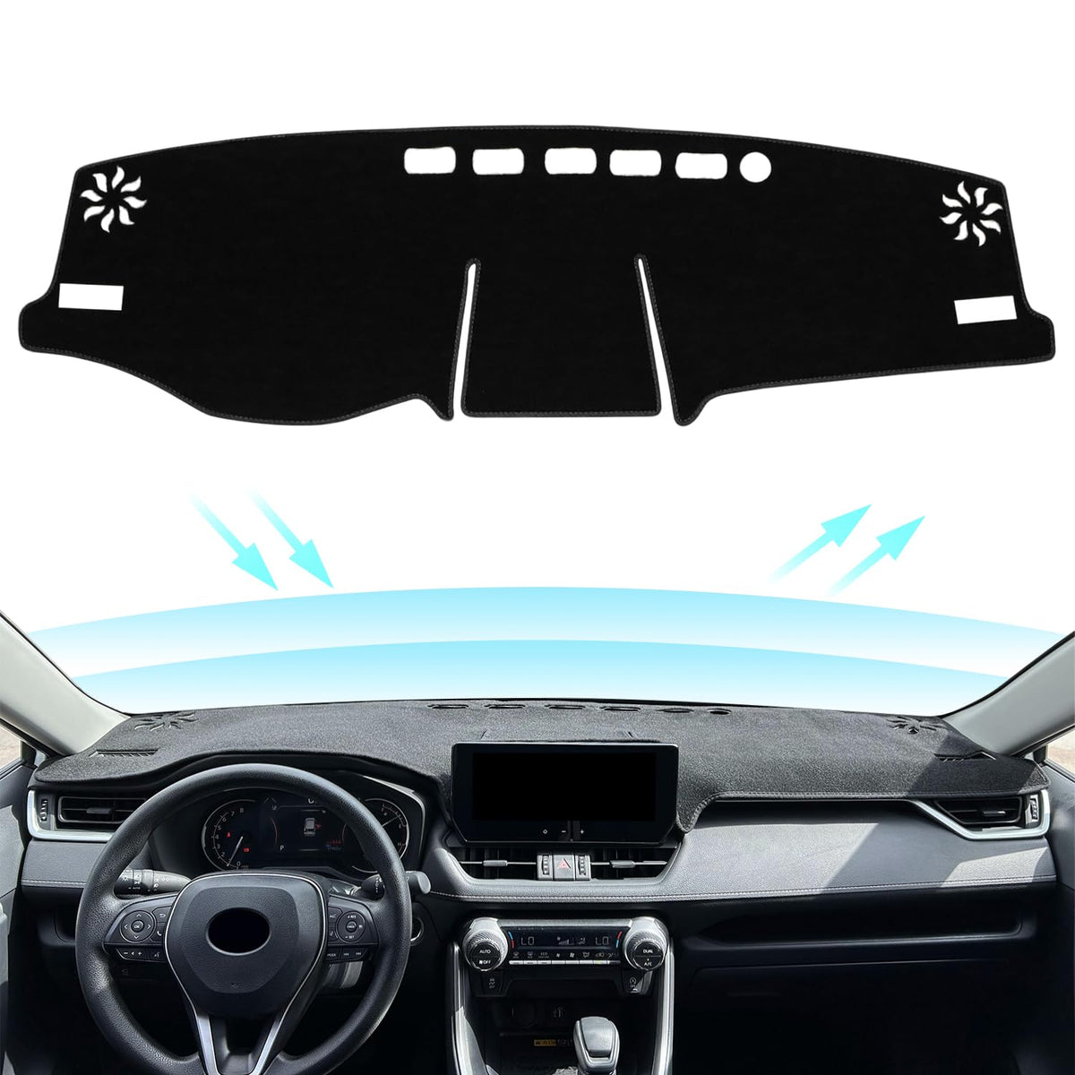 REMOCH dash cover for Toyota Rav4 — front view shows custom fit and clean lines.