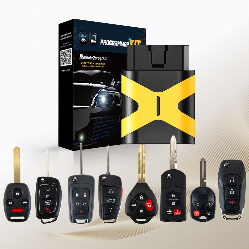 Remote2program universal diy key tool back view highlights easy setup.