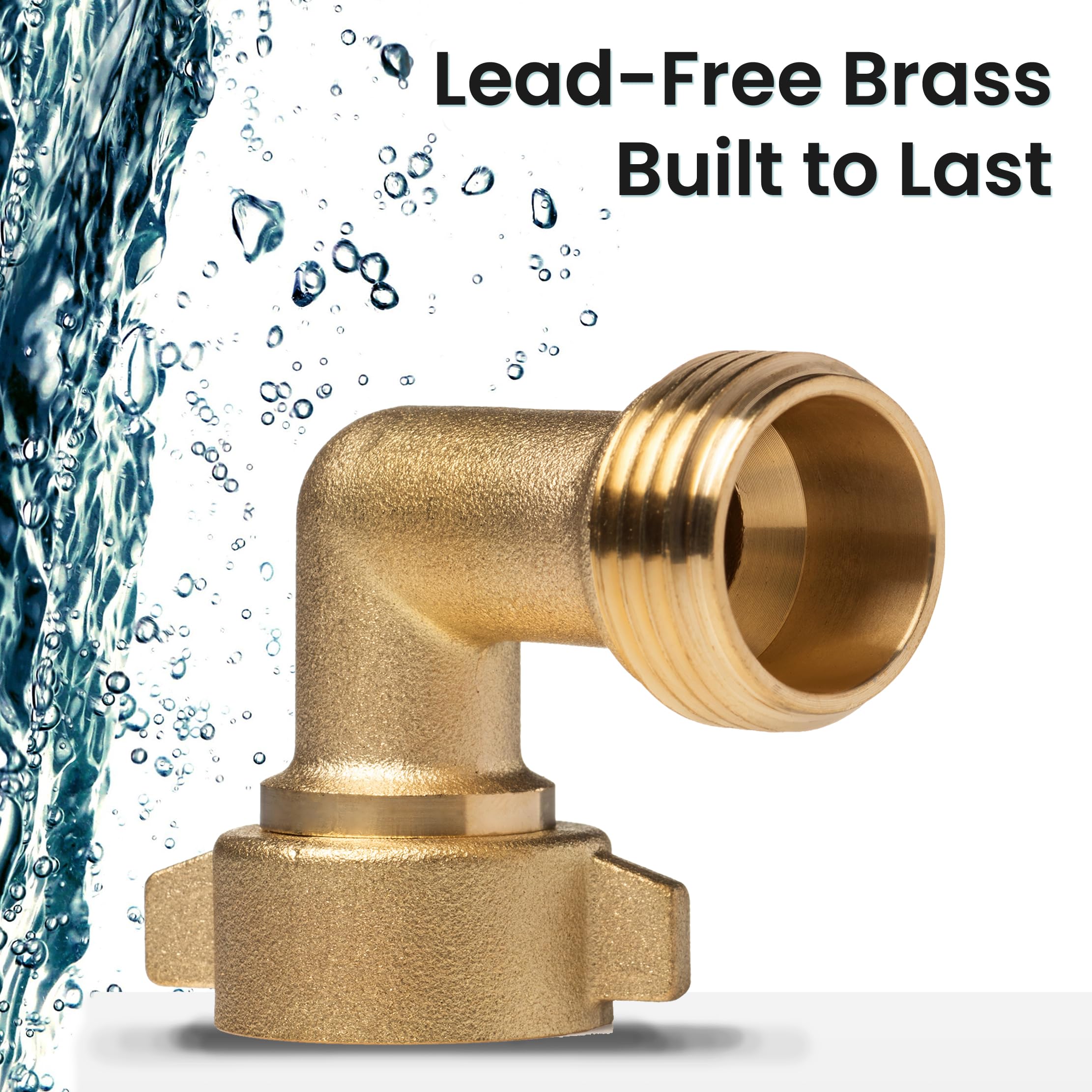 Renator brass elbow hose connector for outdoor faucets offers durable, leak-free fittings
