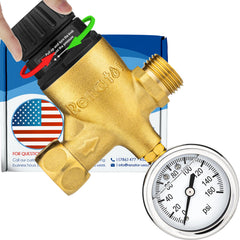 Renator RV water-pressure regulator gauge demonstrates adjustable pressure for stable showers.