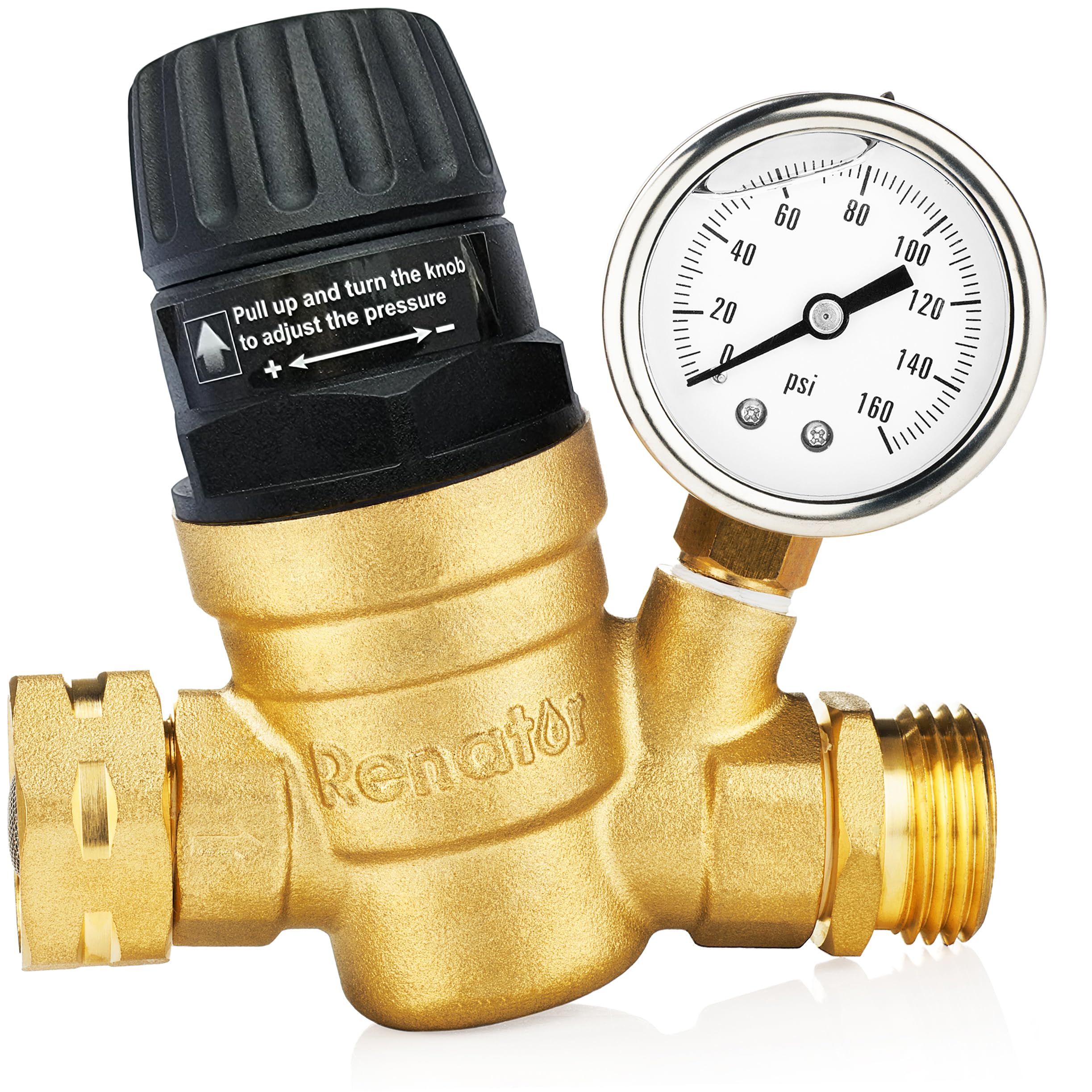 Renator regulator inlet screen filters debris for cleaner supply.