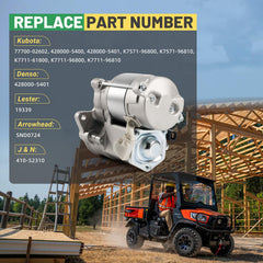 Rendrox 12V starter motor for Kubota RTV-X1100C, smooth operation in demanding conditions.