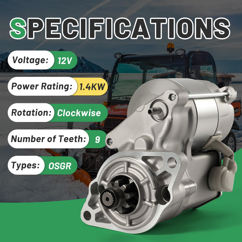 Rendrox 12V starter motor for Kubota RTV1140, durable performance under heat.