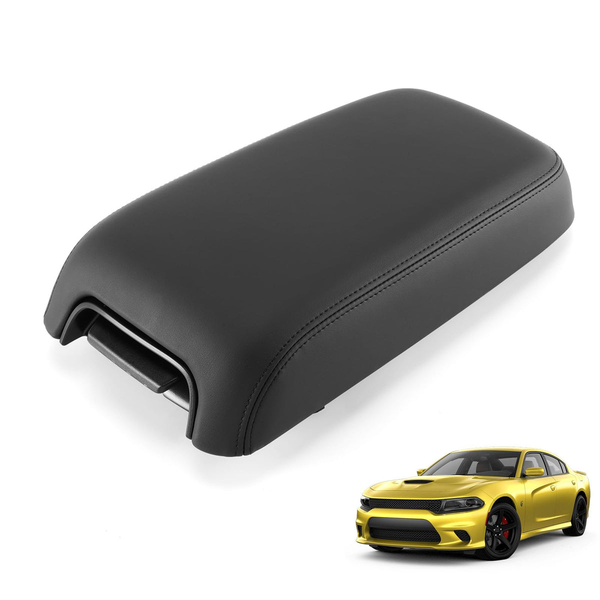 Rendrox center console armrest lid for Dodge Charger 2011-2021 with durable microfiber leather