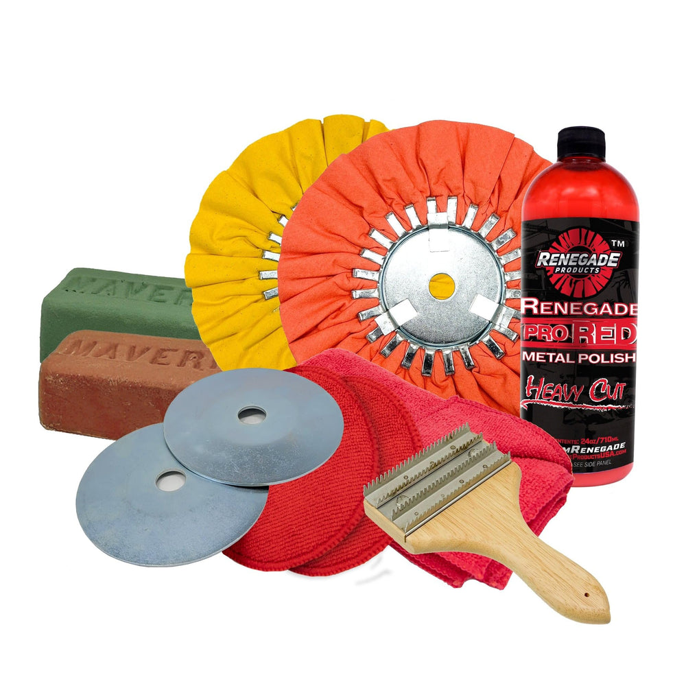 Orange cut wheel from Renegade kit used for initial material removal on aluminum