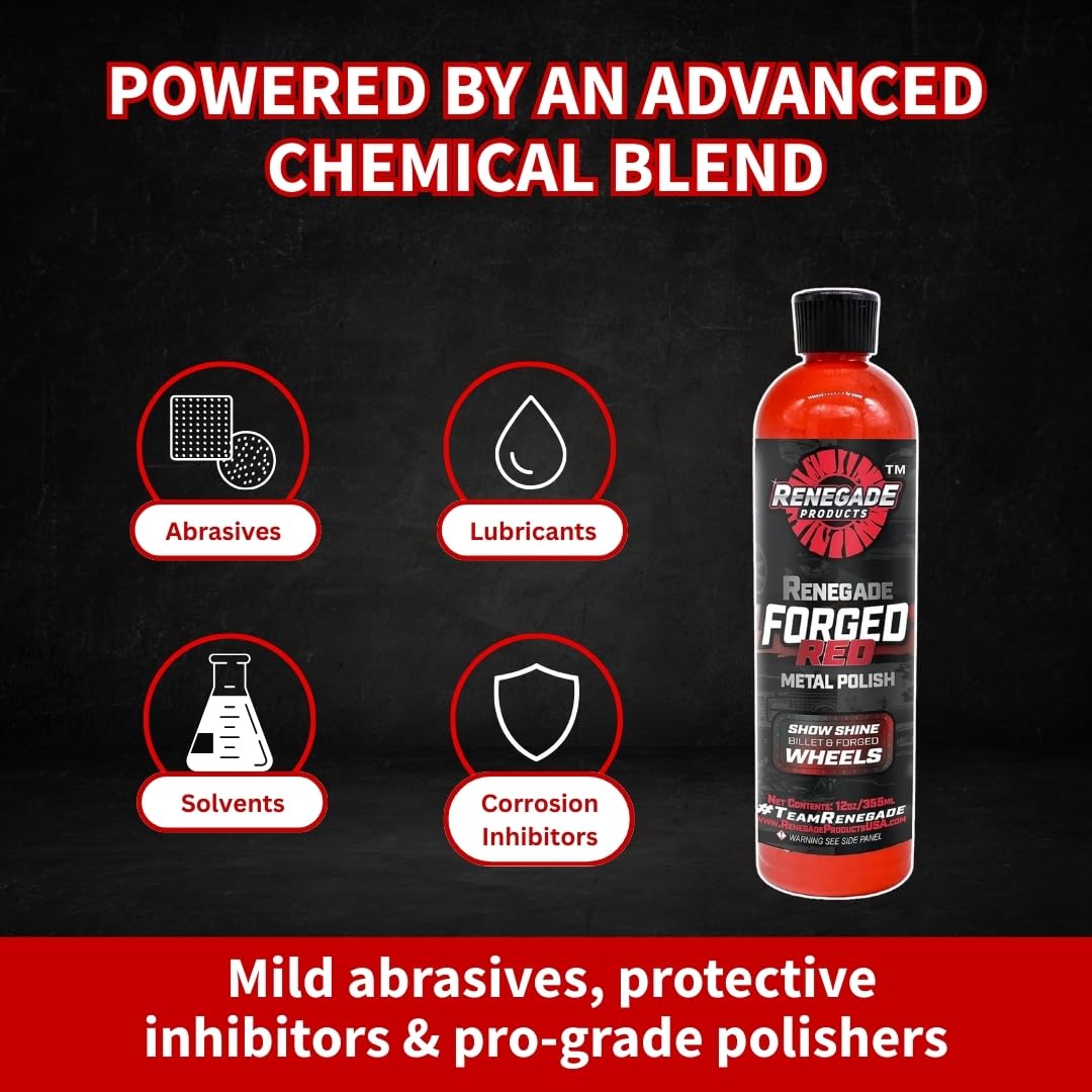 Renegade Forged Red ideal for ongoing maintenance on polished wheels and trim.