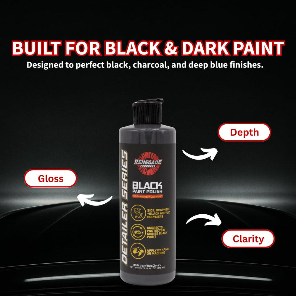 Renegade Graphene Ceramic Black Paint Polish application cloth provides smooth, streak-free wipe.