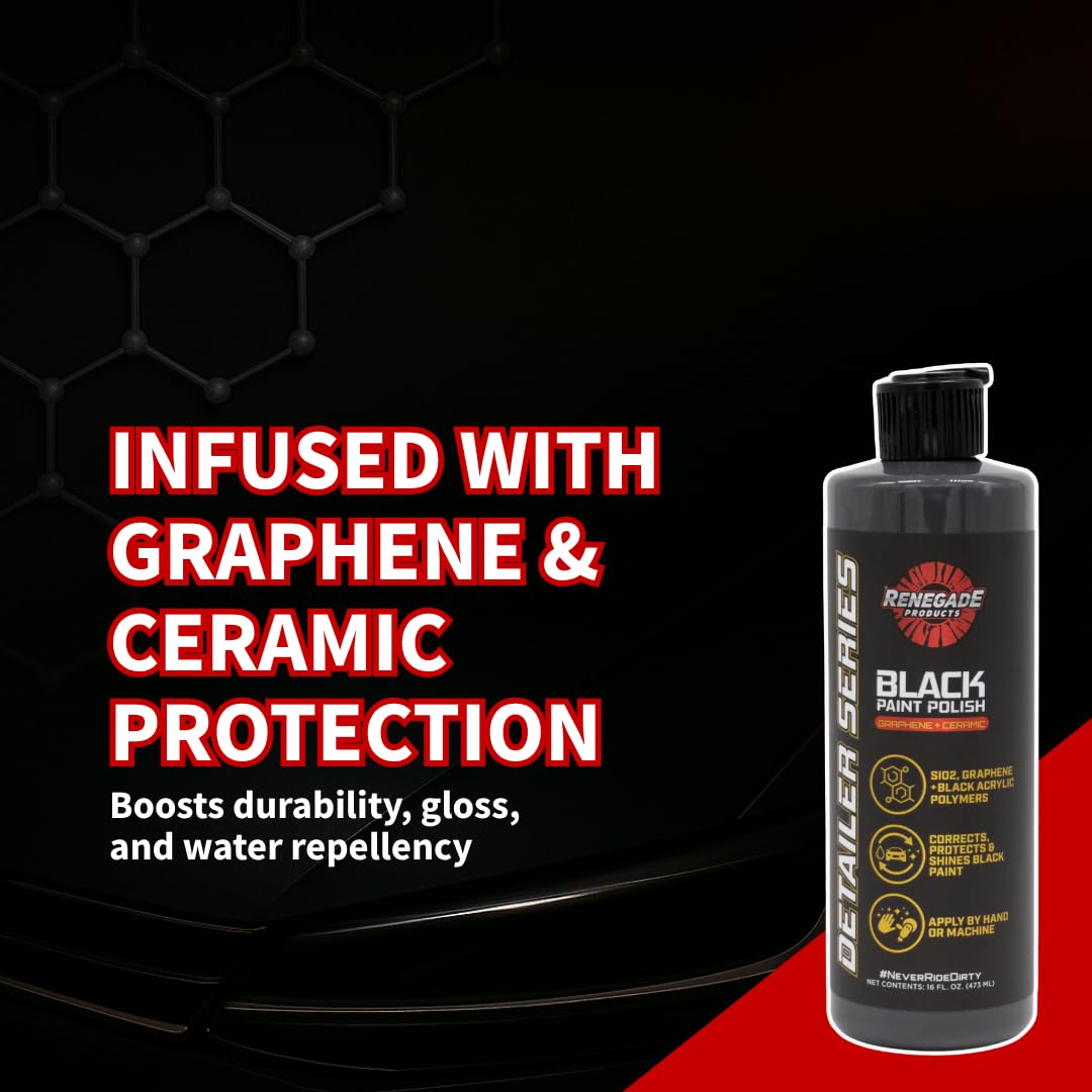 Renegade Graphene Ceramic Black Paint Polish deep dark shine on black paint.