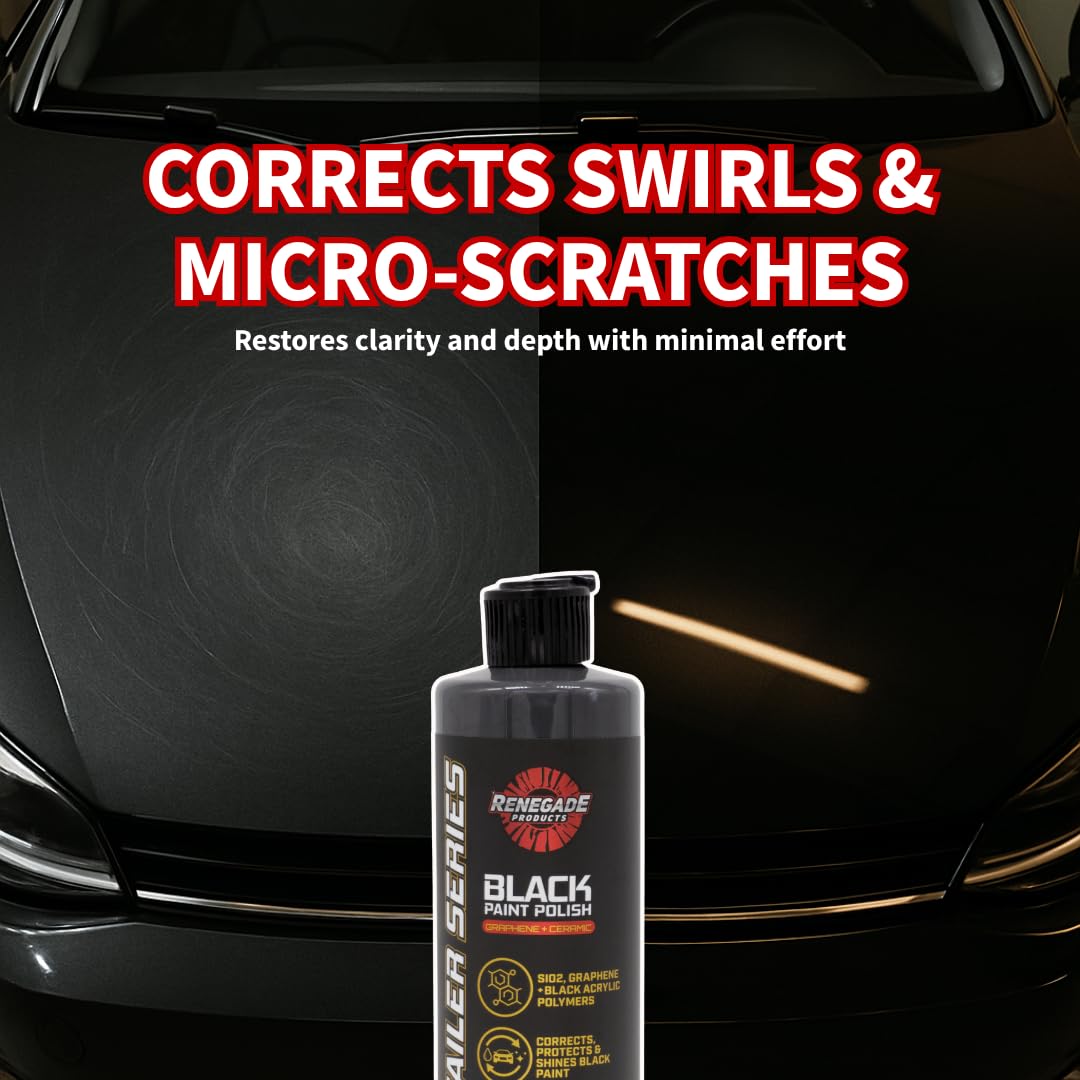 Renegade Graphene Ceramic Black Paint Polish water bead closeup highlights beading.