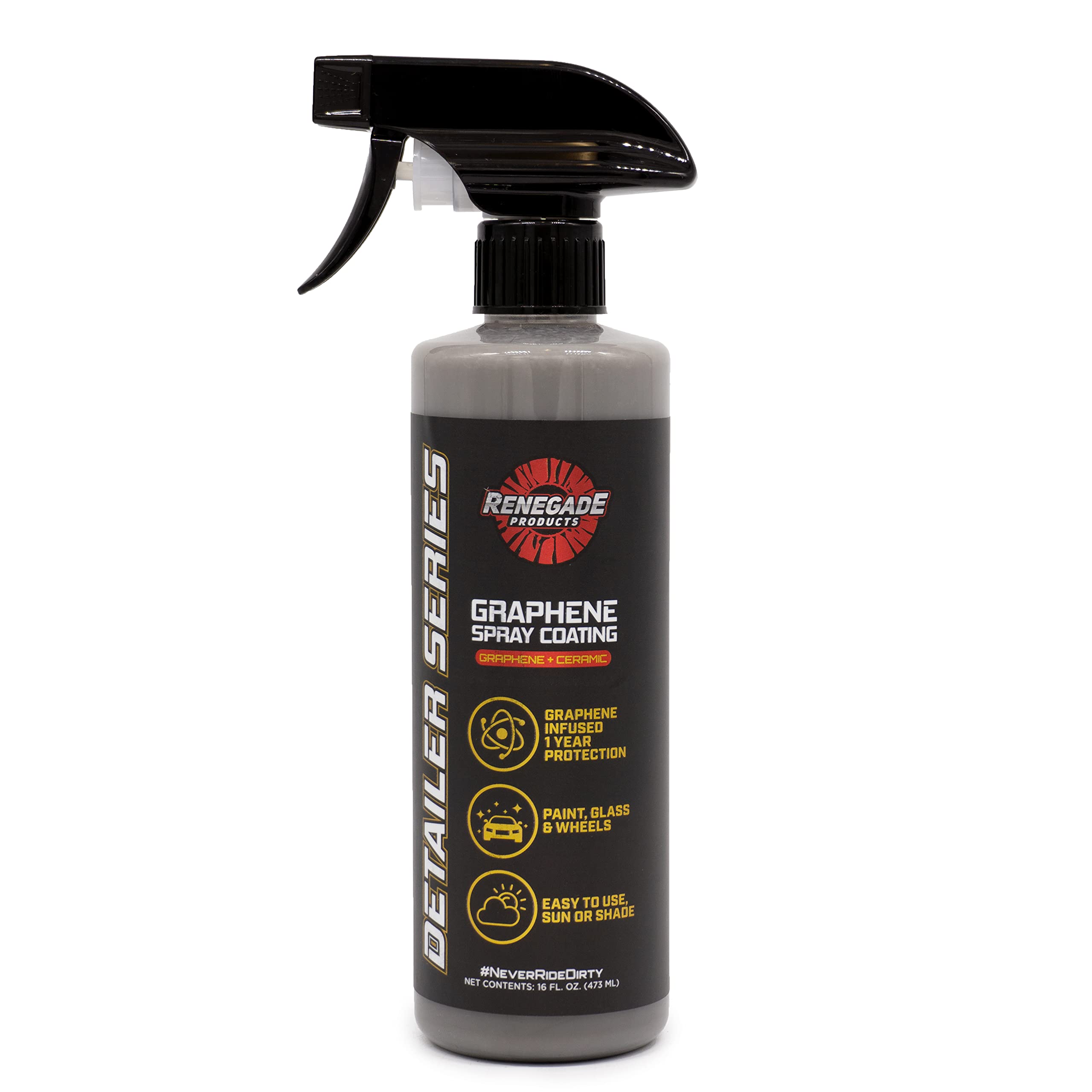Renegade Products Graphene Sio2 spray bottle shows easy application and durable protection