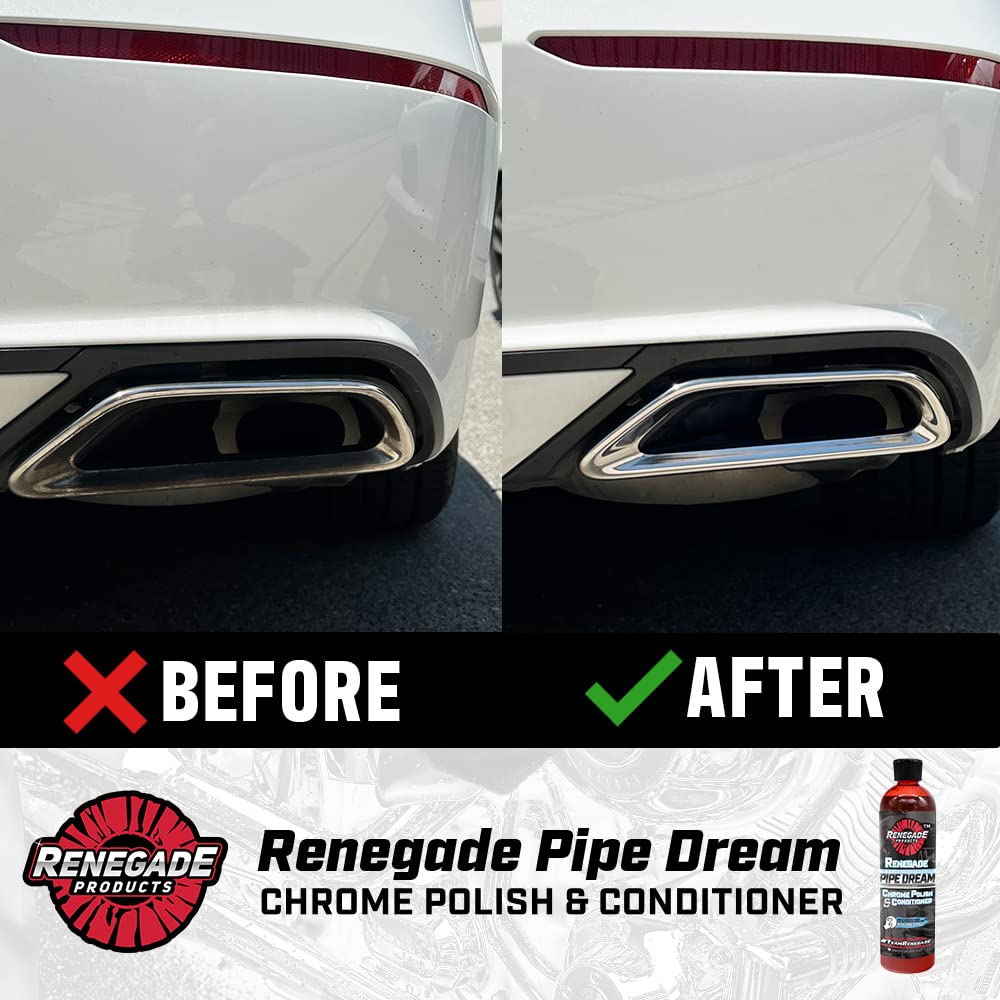 Renegade Products Rebel Pipe Dream chrome exhaust polished to a reflective finish