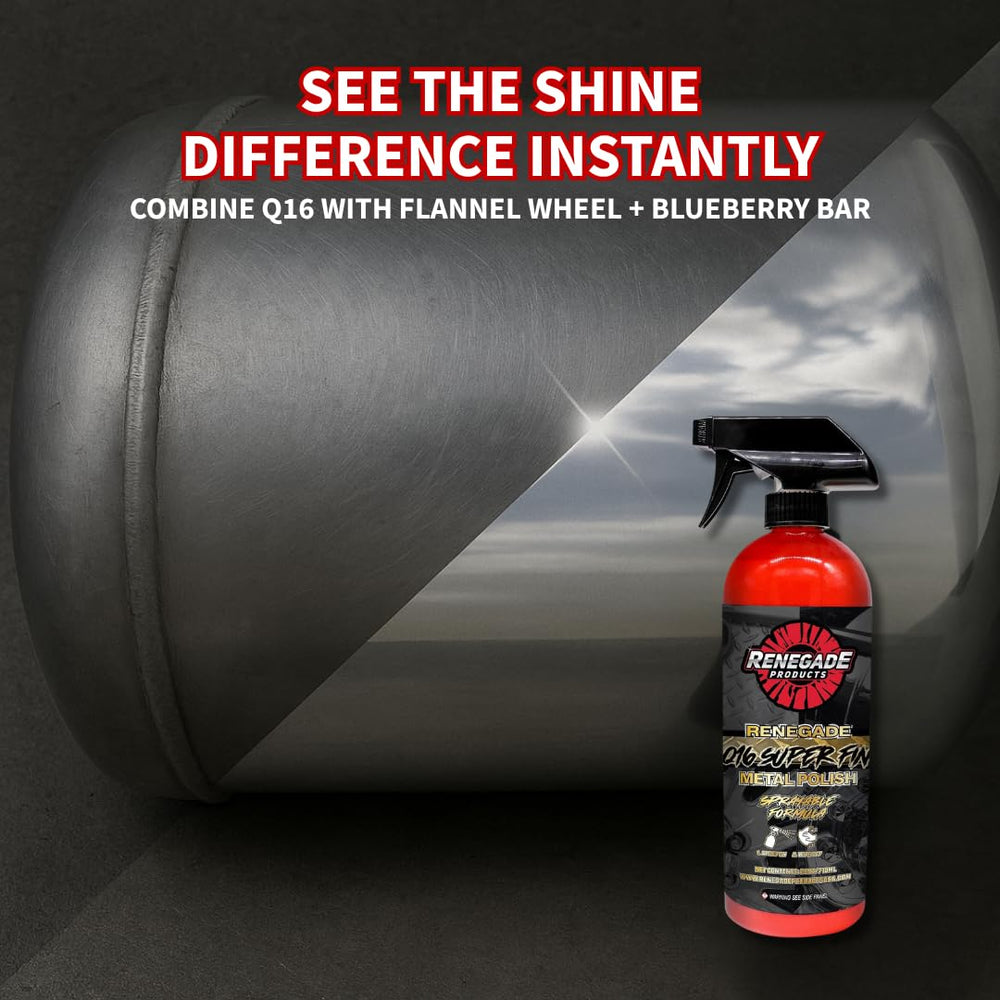 Renegade Q16 long-lasting protection coats metal surfaces with luster.