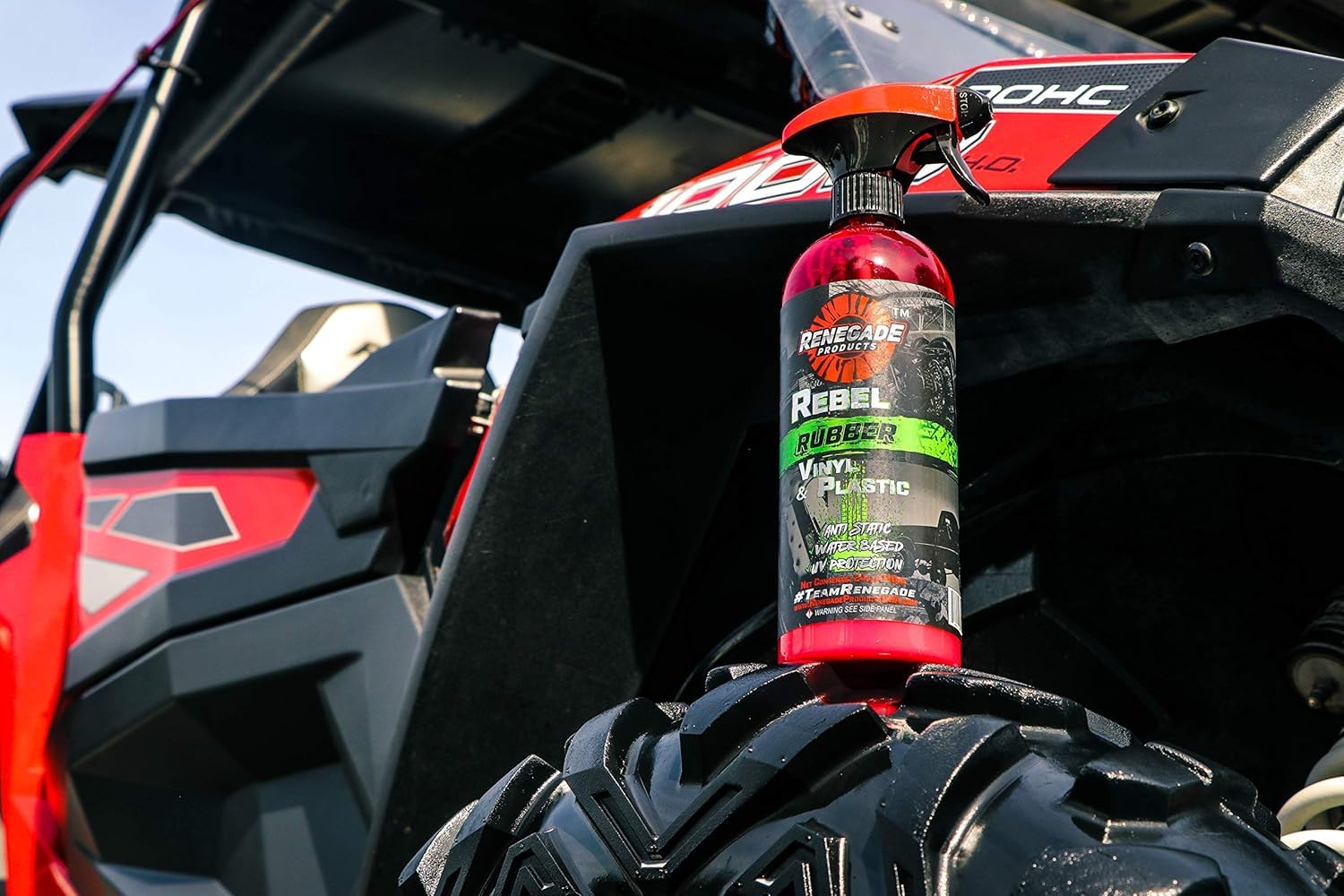 Renegade Rebel Tire Shine uses a non-greasy formula for tires