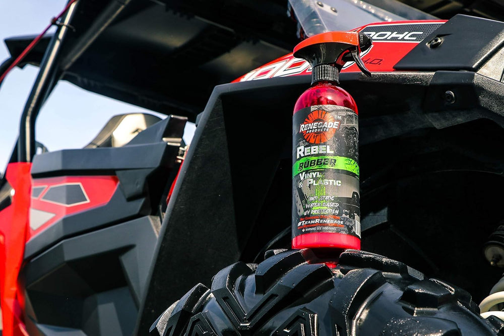 Renegade Rebel Tire Shine uses a non-greasy formula for tires