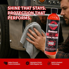 Chrome bumper detail shines, aided by Renegade Red polish and ease of use.