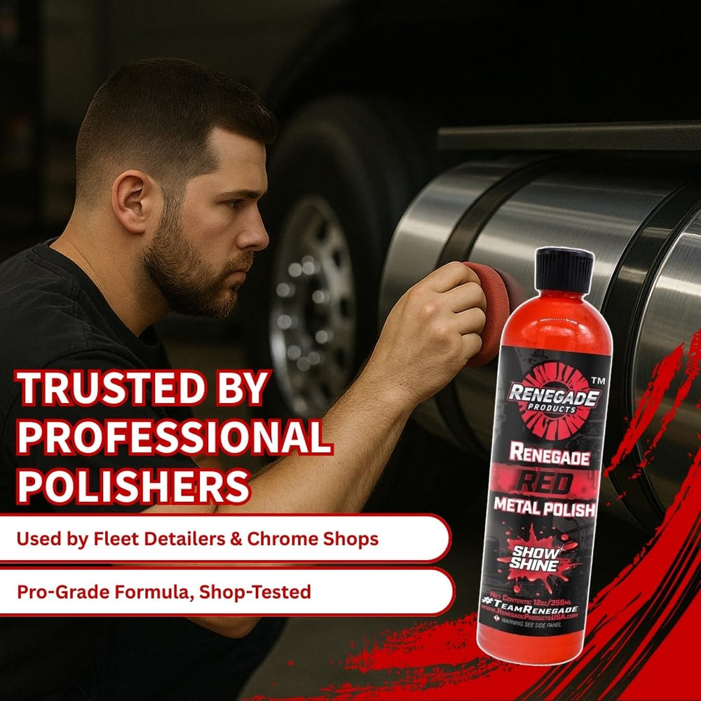 Aluminum wheels stay bright and protected after routine Renegade Red care.