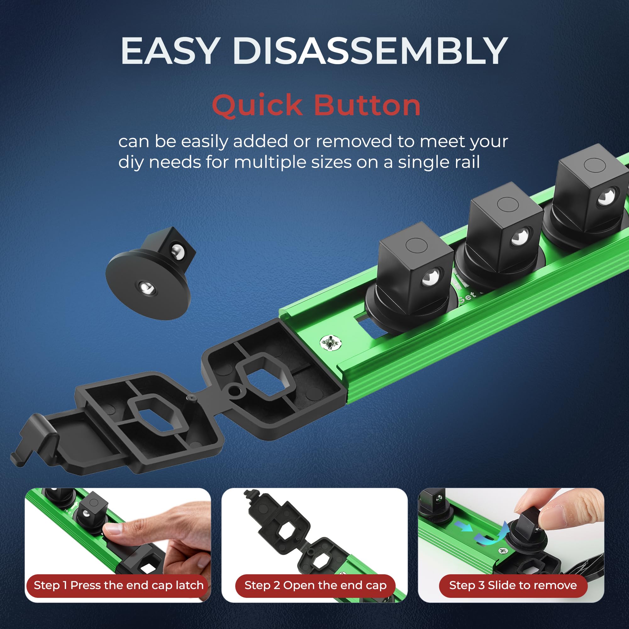 Reniteco 42 clips provide large capacity for 3/8-inch sockets.