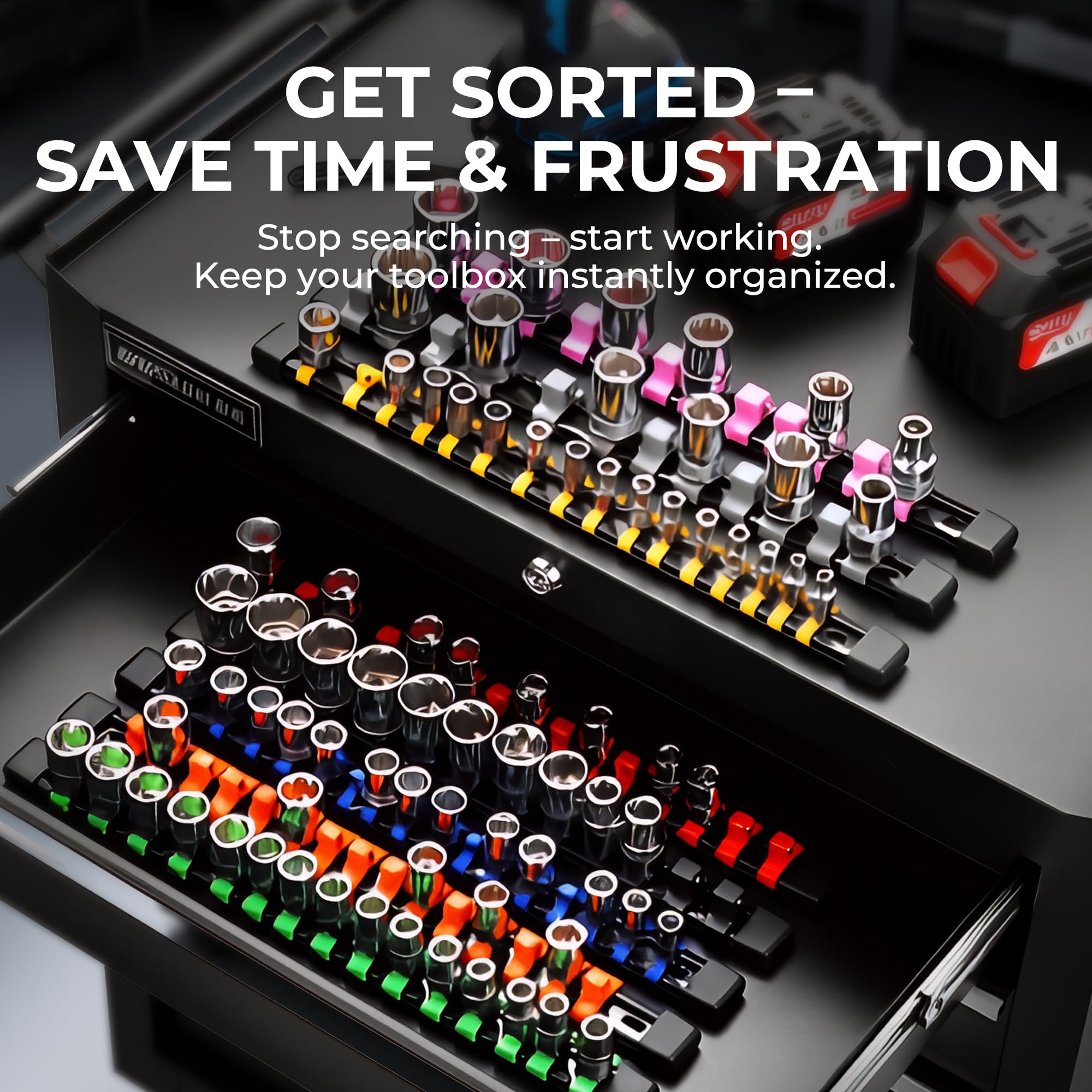Reniteco drawer-ready system keeps tools visible and reachable.