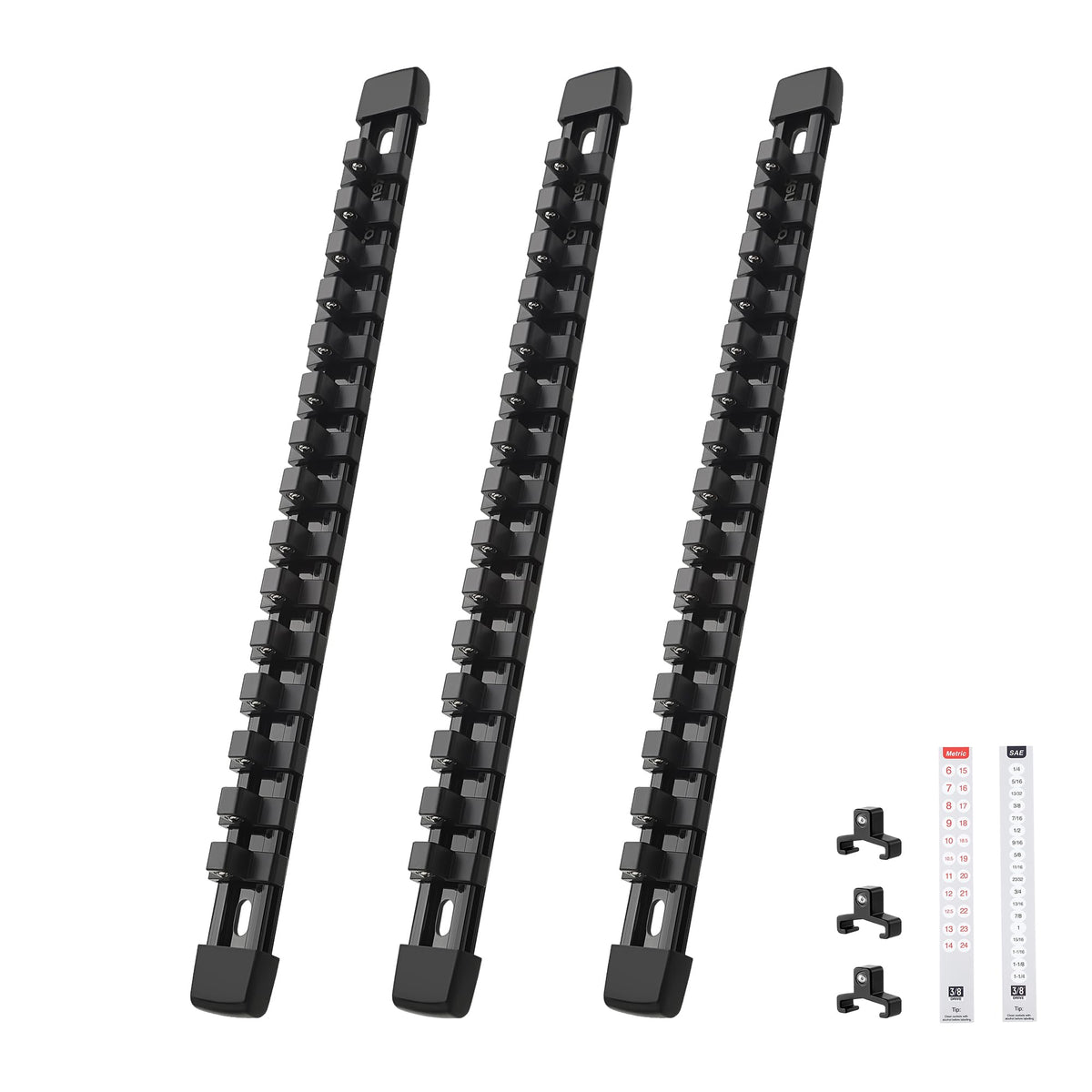 Reniteco socket rail 3-track keeps sockets organized and within easy reach.