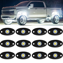 RENMAII-LIGHT White Rock Light 12 pods with rugged die-cast housing for off-road visibility.